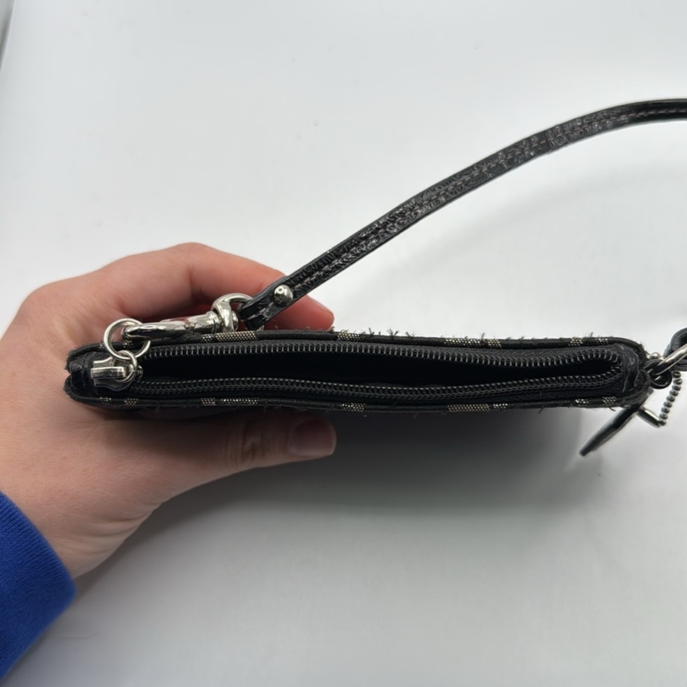 Coach Black Logo Monogram Wristlet Bag Purse Clutch - Picture 10 of 16